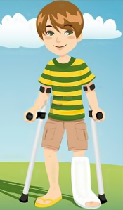 Boy on crutches