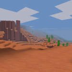 A desert in Minetest.