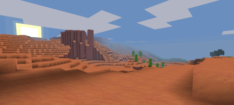 A desert in Minetest.